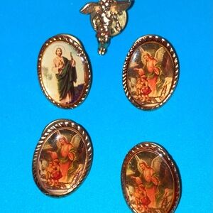 Vintage Religious Brooch Set